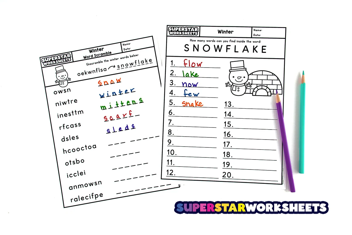 Fourth Grade student analyzing winter temperatures on a worksheet with charts and graphs