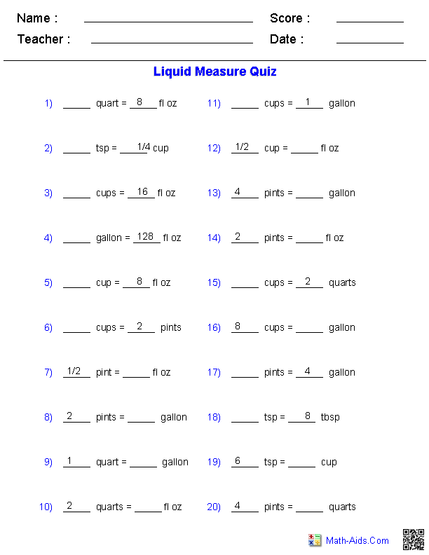Fourth grade Dry Measure Conversion worksheet with cupcake recipe ingredients