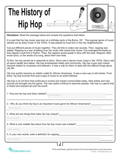 Fourth grade worksheet featuring Etta James and math problems on exponents and roots
