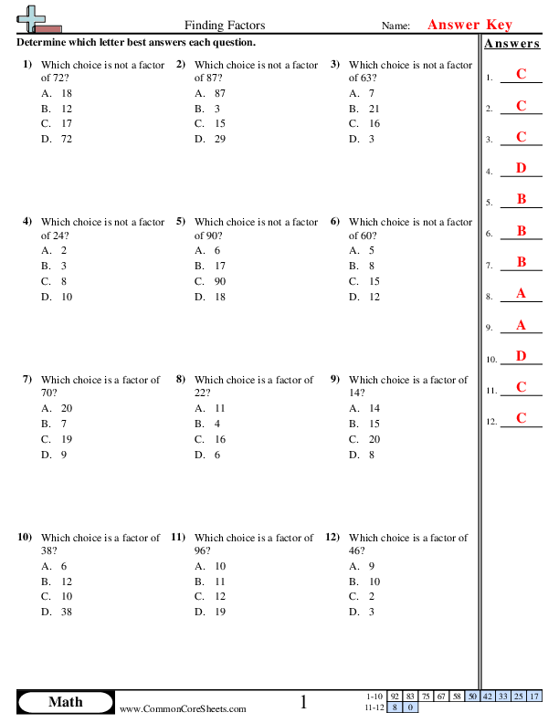 Factor or Not? worksheet for fourth grade math practice image 19 Fourth grade student working on a Factor or Not? worksheet focusing on factors of numbers