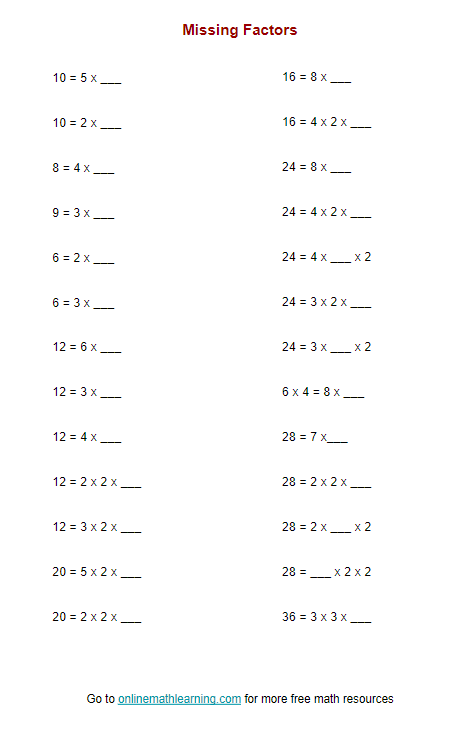 Exploring factors through a grammar and mechanics worksheet for fourth graders, image 23 Fourth grade student solving a Factor or Not? worksheet to identify factors of numbers