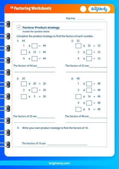 Factor or Not worksheet for understanding factors in fourth grade math Fourth grade worksheet showing exercises on identifying factors of numbers