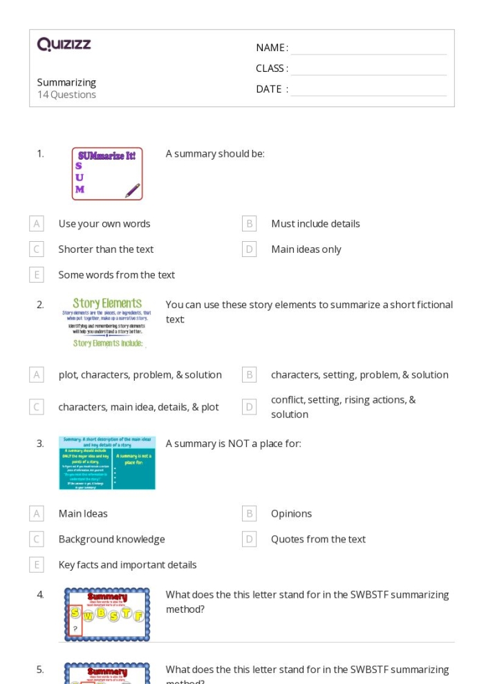 Paragraph Frame for Summarizing Fiction Worksheet - Image 2 Worksheet for summarizing fiction stories using a structured paragraph frame