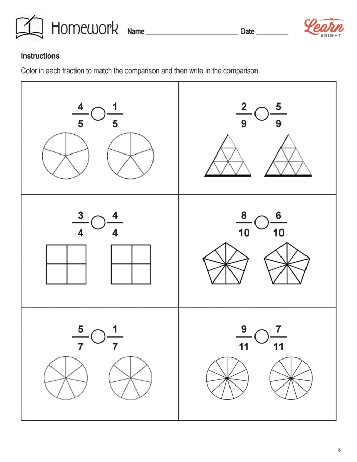 Blank fraction and decimal models worksheet for fourth grade math practice