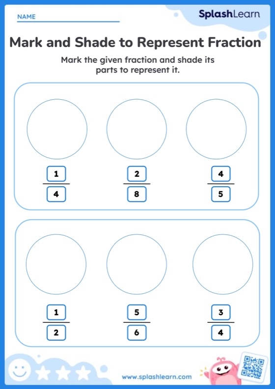 Blank fraction and decimal models worksheet for fourth grade math practice