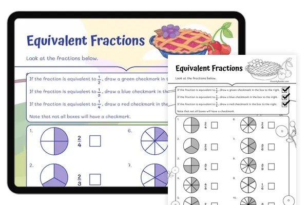Fourth Grade Earth Science fraction equivalency chart worksheet for student learning