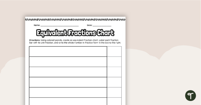 Fourth grade Earth and Space Science Fraction Equivalency Chart worksheet showing various fraction pairs