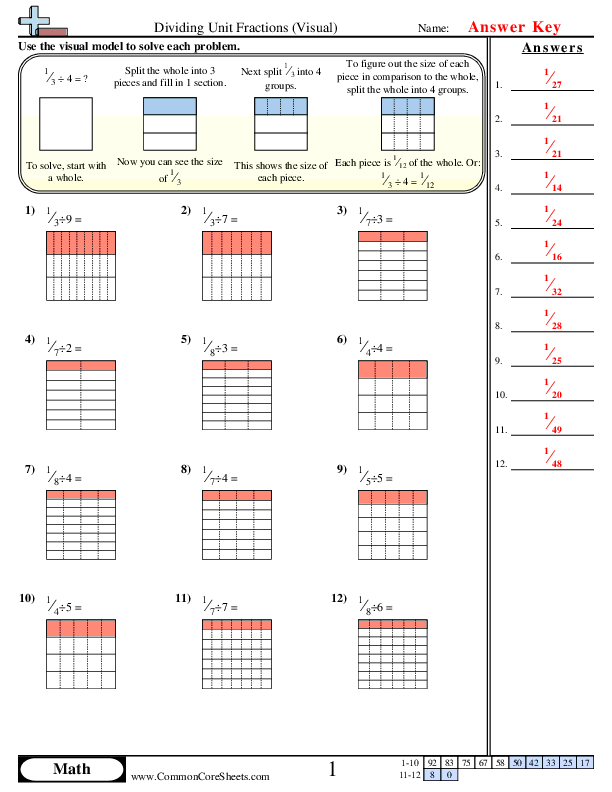 Blank worksheet models designed for practicing fractions and decimals in fourth grade