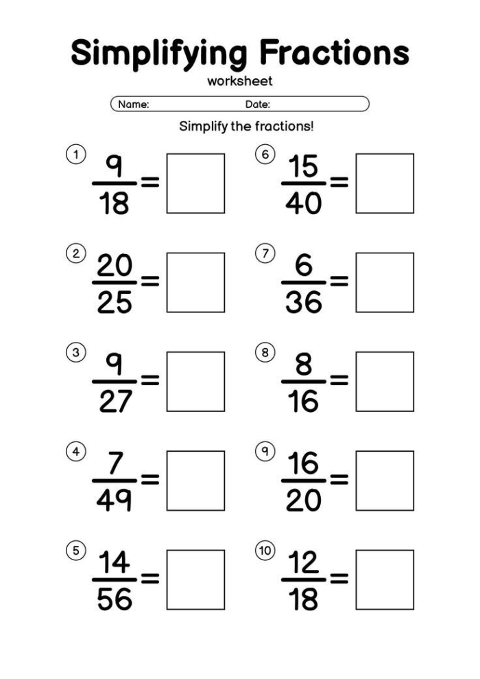 Skill Practice 3 worksheet on simplifying fractions for fourth grade students Fourth grade math worksheet focusing on simplifying fractions for skill practice