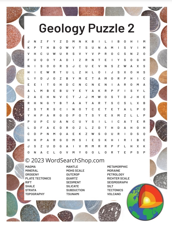 Challenging geology puzzle for fourth grade learners to practice key terms Fourth grade geology crossword worksheet with vocabulary terms and clues