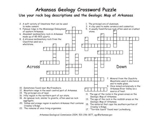 Engaging geology crossword worksheet for fourth graders to enhance learning Fourth grade geology crossword puzzle for practicing vocabulary