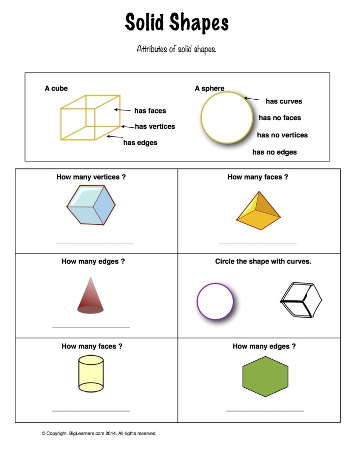Fourth Grade Addition worksheet focusing on geometric solid shapes for early math learning