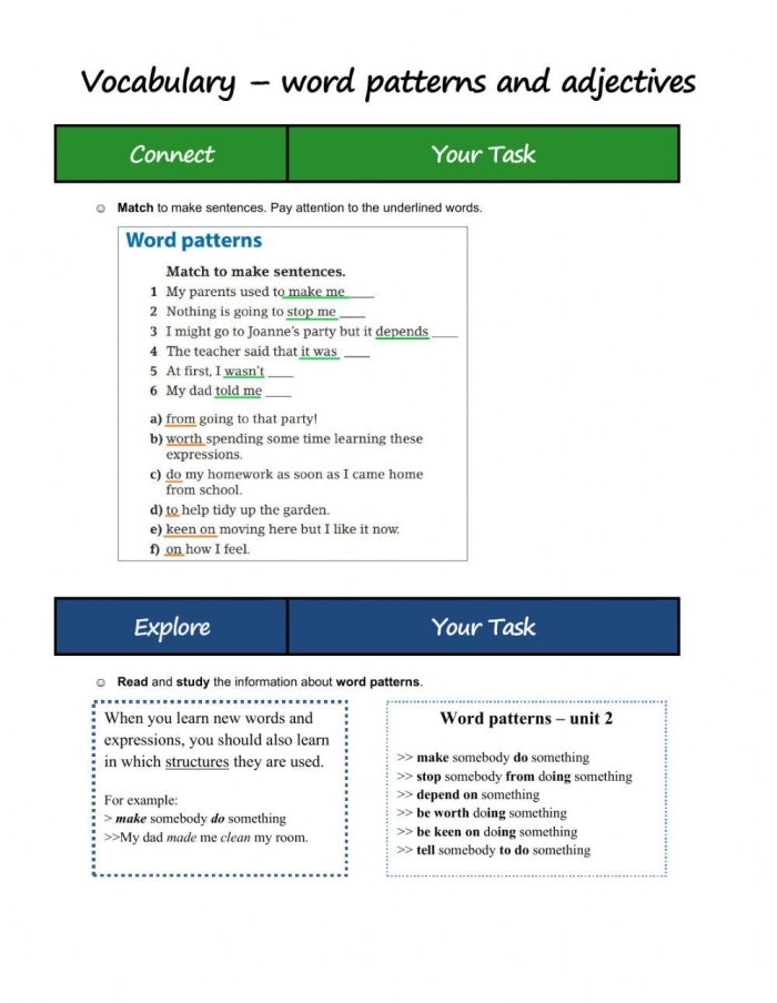 Worksheet 4 for Community and Culture category on word parts and sentence completion skills Fourth Grade Word Patterns in Sentences Level 2 worksheet focused on grammar and vocabulary