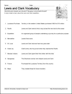 Educational resource on Historical Heroes: Lewis and Clark for handwriting activities Worksheet featuring Lewis and Clark for fourth graders to practice handwriting skills