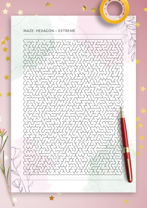 It's a Maze of Hexagons! educational activity for grade 4 students Worksheet featuring a hexagon maze for fourth graders to identify prime and polygon numbers