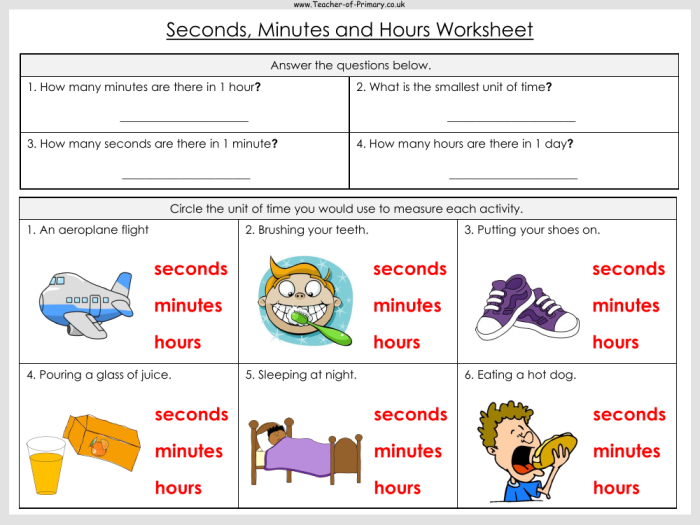 Visual guide for mastering the conversion of time units in math class Worksheet for converting hours into seconds for fourth-grade students