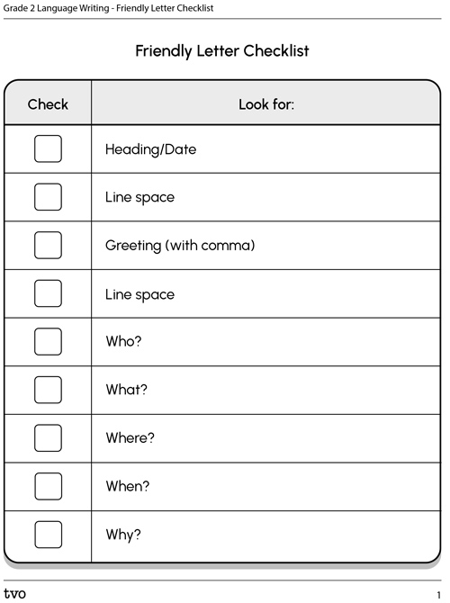 Alphabet Letter Checklist worksheet 13 with guidance on structure and appropriate closings for students Fourth Grade Letter Checklist worksheet showing key parts and formatting tips for writing a letter