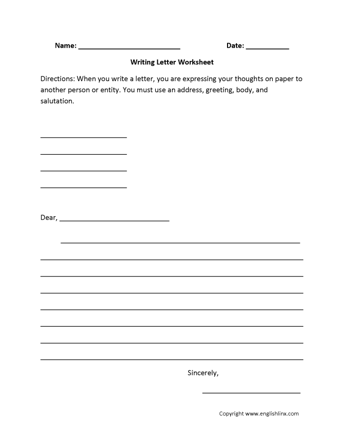 Complete Letter Writing Checklist for Fourth Graders with conventions and closing suggestions Fourth Grade Letter Checklist worksheet showing key letter components and formatting tips