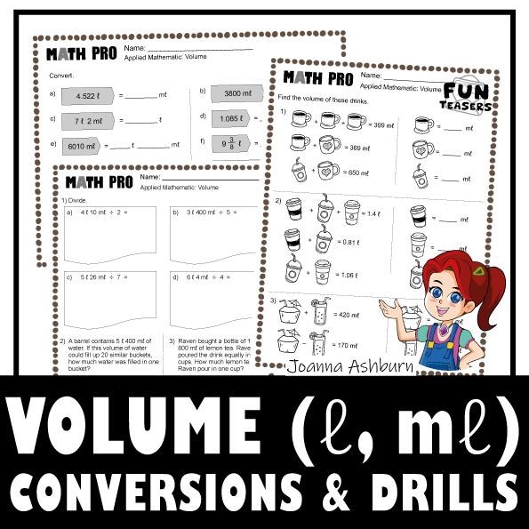Liquid Measurement Word Problem worksheet for fourth graders featuring a conversion chart