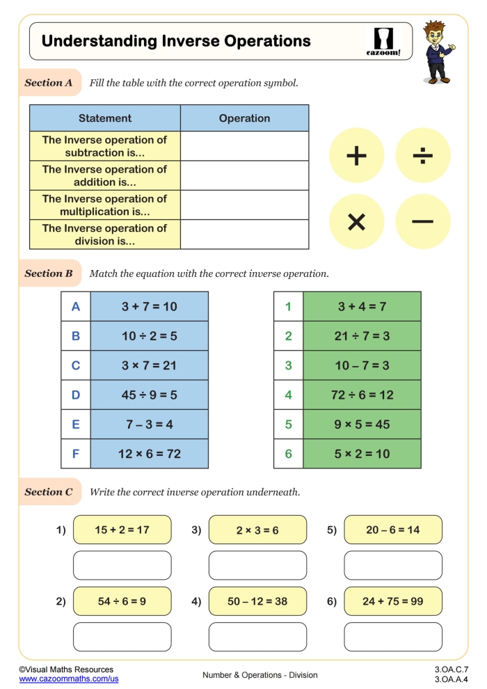Math brain teaser worksheet for filling in missing operations in fourth grade math class Fourth grade math worksheet challenging students to fill in the correct operation