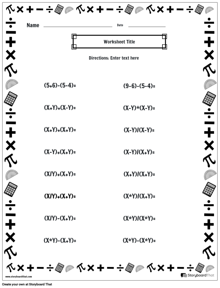 Challenging fill in the operation worksheet for fourth graders to sharpen math skills Fourth grade math worksheet asking students to fill in the missing operation for each problem