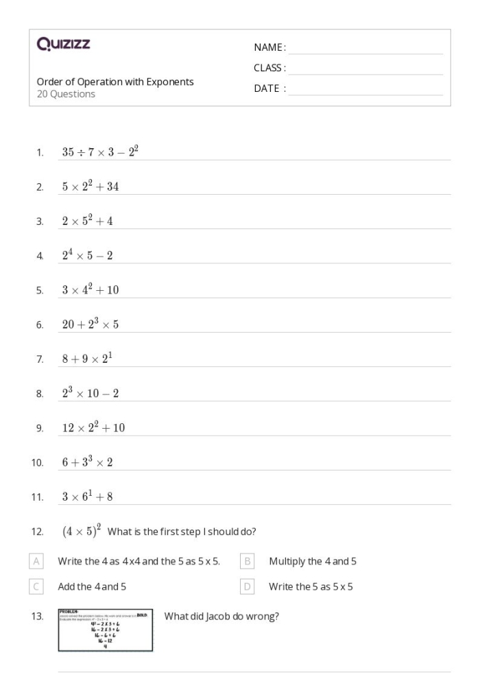 Fun Printable Fill in the Operation Worksheets for Fourth Grade