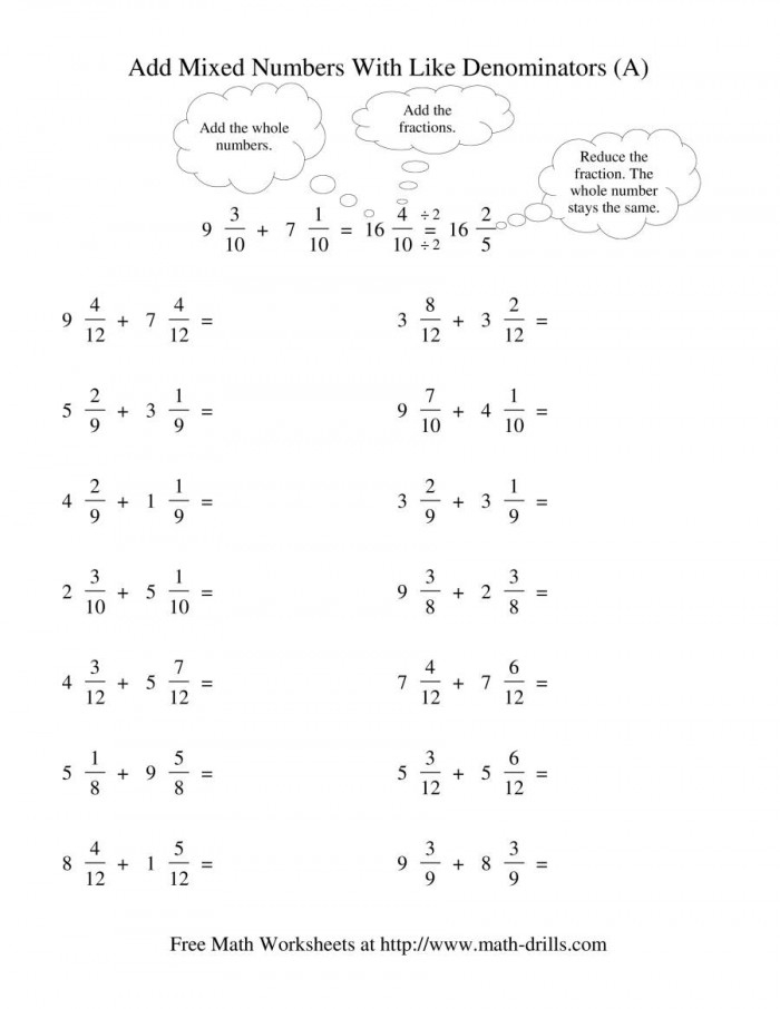 Fourth grade geometry worksheet on subtracting mixed fractions with regrouping and like denominators
