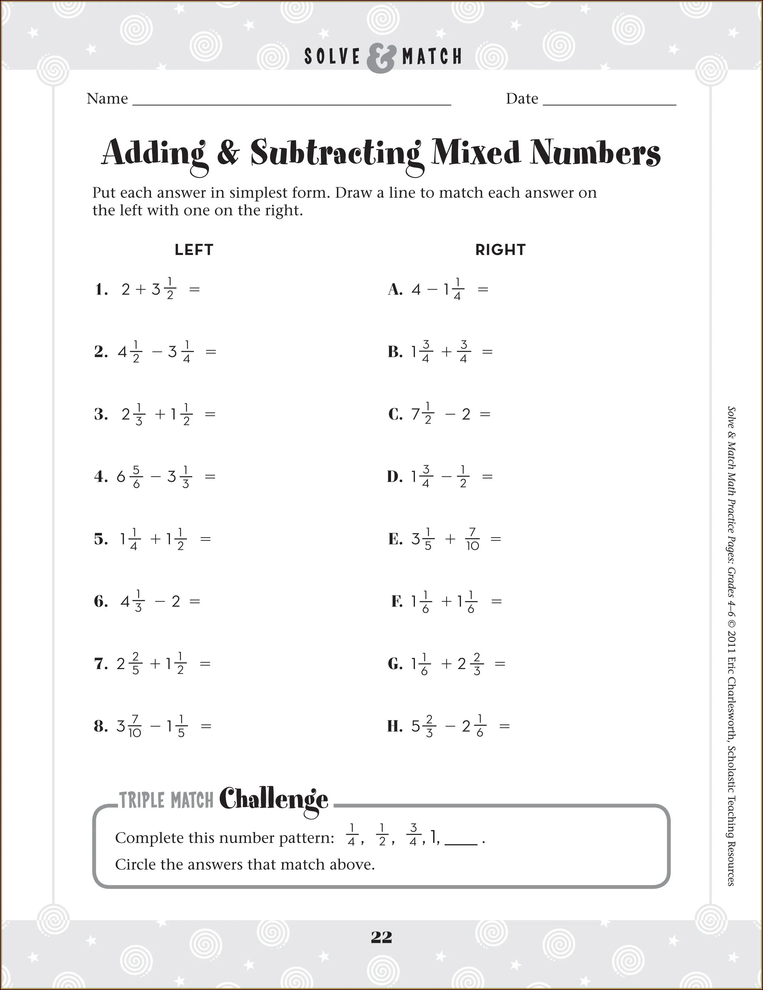 Fourth grade geometry worksheet on subtracting mixed fractions with like denominators involving regrouping