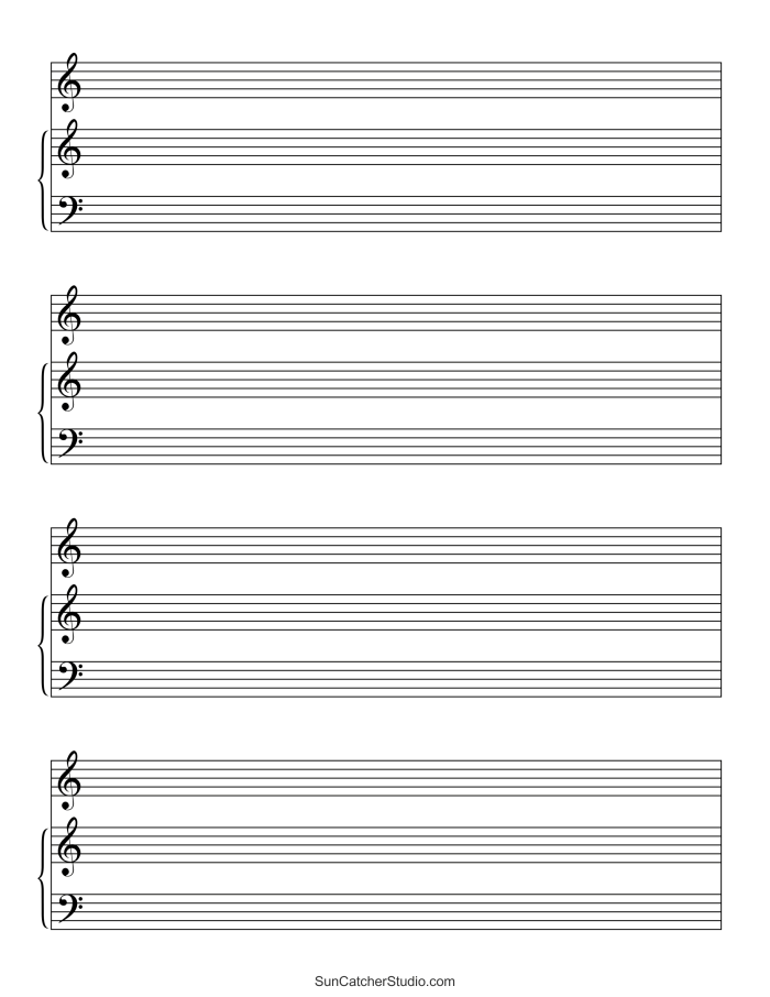 Blank sheet music worksheet for fourth-grade musicians to compose their own songs