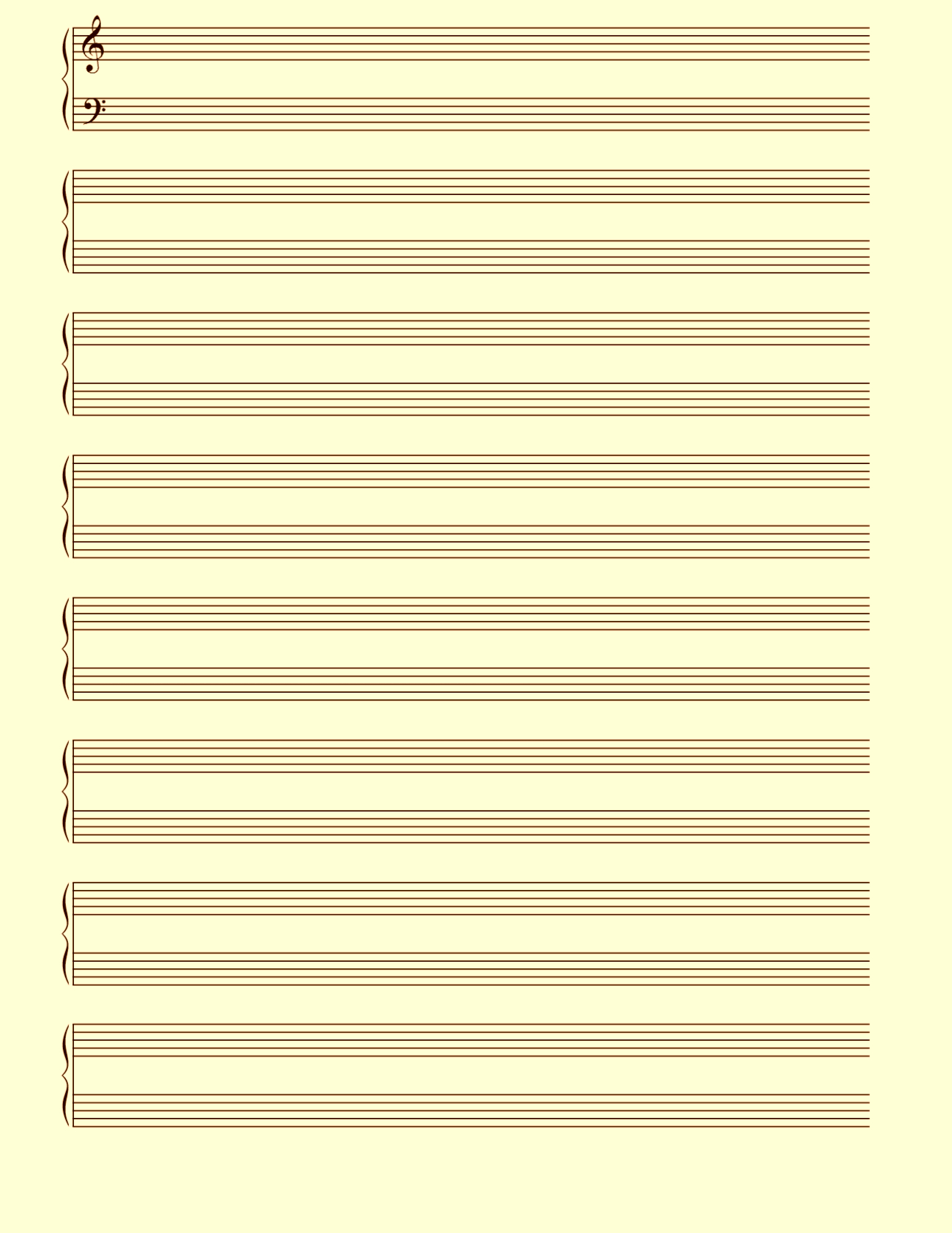 Blank sheet music worksheet for fourth-grade musicians to compose their own songs
