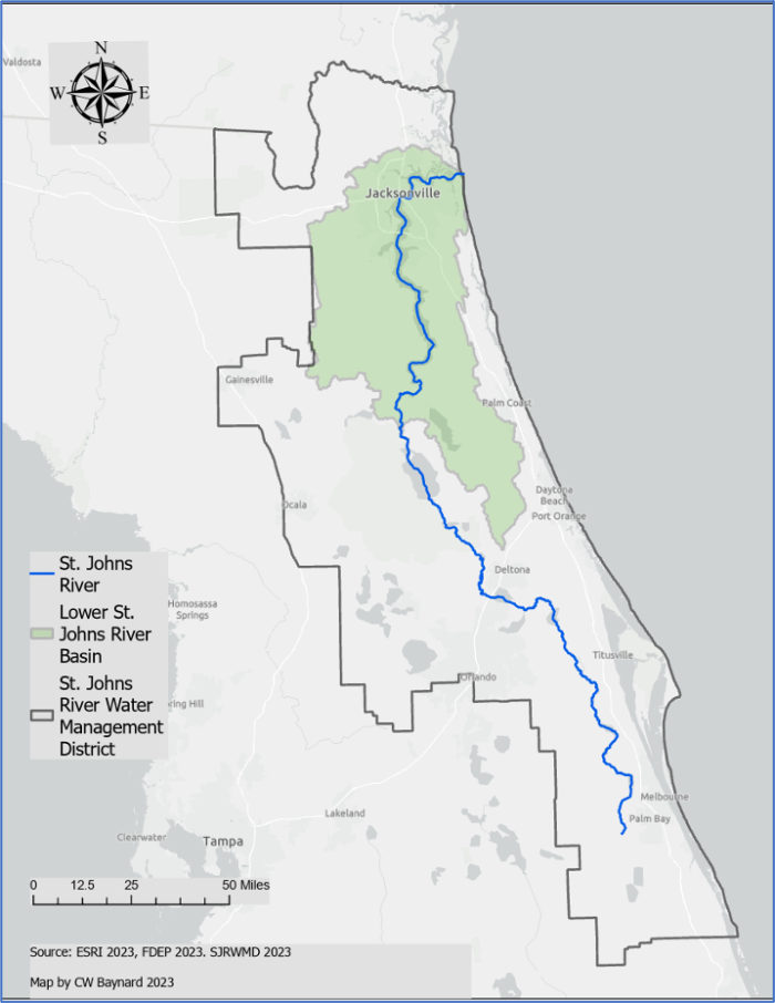 Worksheet featuring the St. Johns River, Florida for fourth-grade nonfiction comprehension