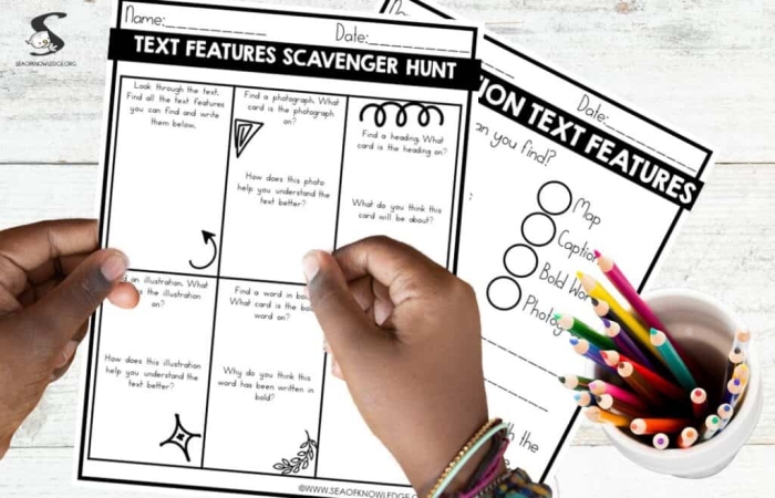 Worksheet for identifying nonfiction text features in a fourth grade classroom setting Fourth grade nonfiction text features checklist worksheet for grammar and mechanics