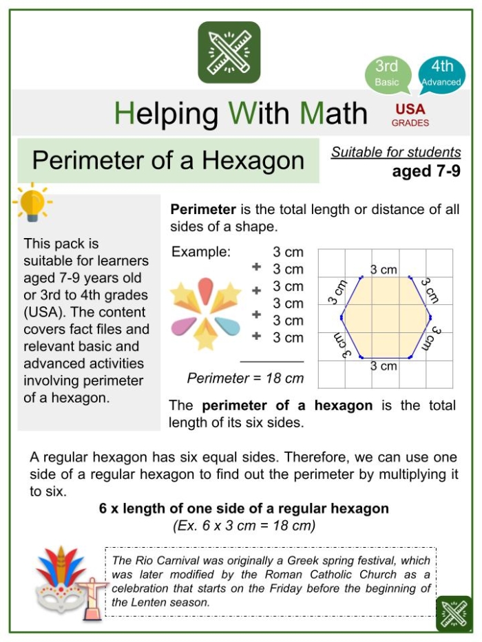Perimeter Perfect Carnival worksheet showing hands-on measurement activity for grade 4 learners Fourth grade students calculating perimeter to design a school carnival layout on graph paper