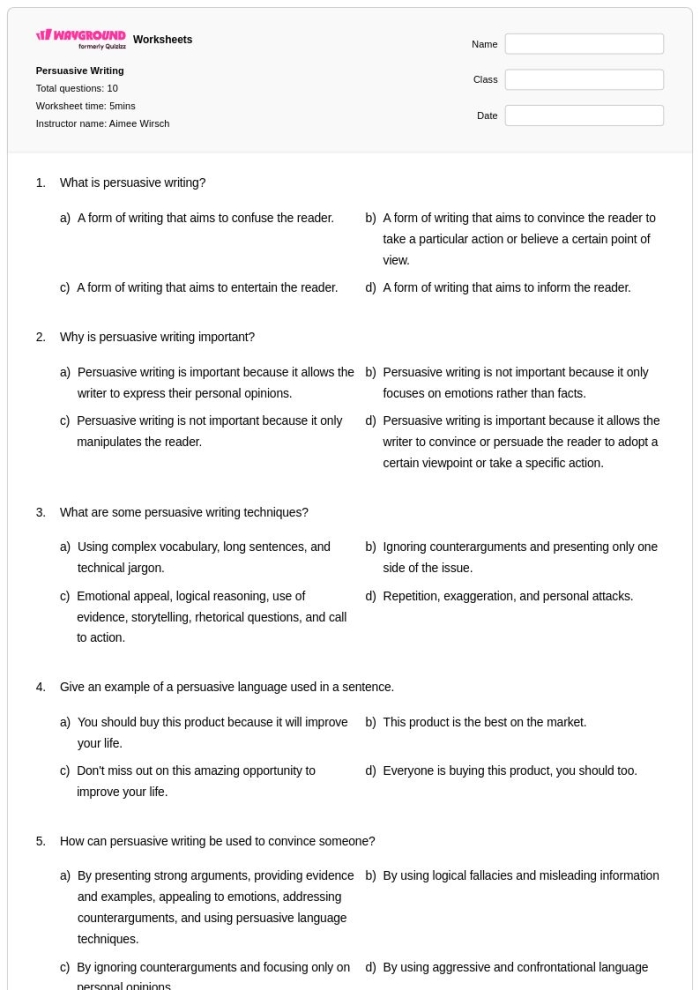 Fourth grade worksheet for persuasive writing about soda with structured paragraph prompts