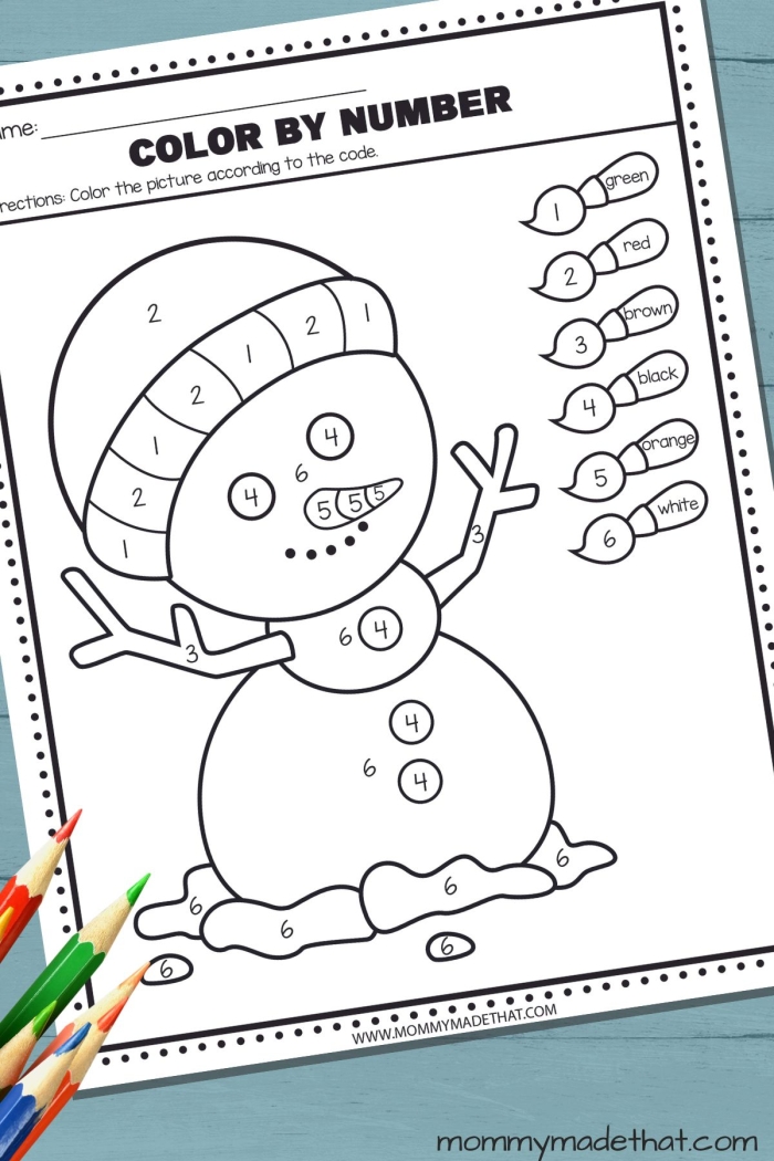 Fourth grade student completing a Winter Temperatures worksheet focused on phonics and data graphing