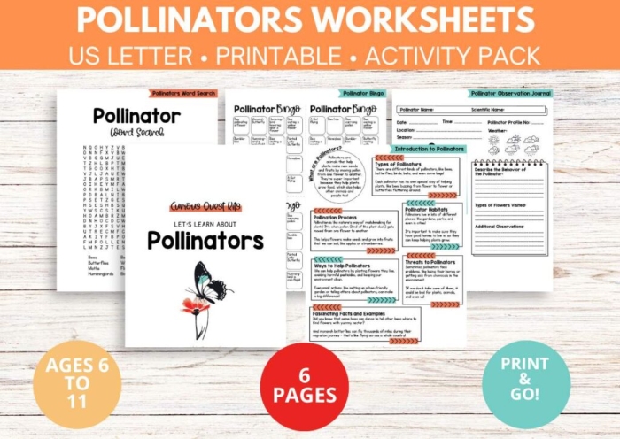 Pollinators Word Search worksheet featuring flowers and bees for fourth grade handwriting practice