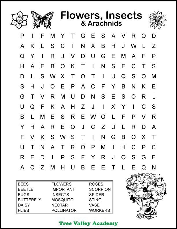 Flowers in Love Pollinators Word Search worksheet for fourth grade handwriting practice