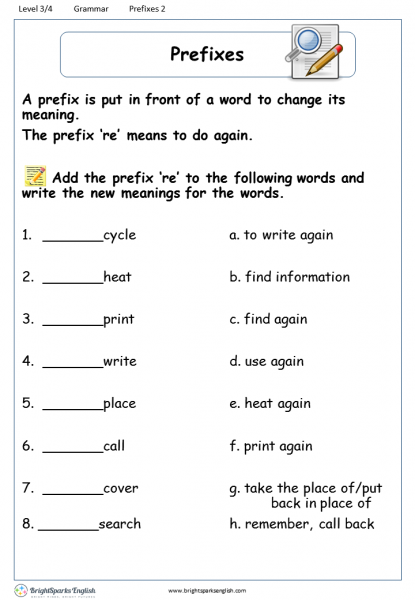 Circle the Prefixes worksheet for fourth grade focusing on identifying prefixes in words