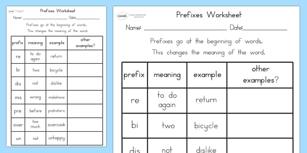 Fourth Grade Circle the Prefixes! worksheet focusing on root words and prefixes