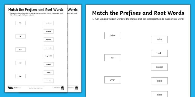Fourth grade Circle the Prefixes worksheet focusing on root words and prefixes