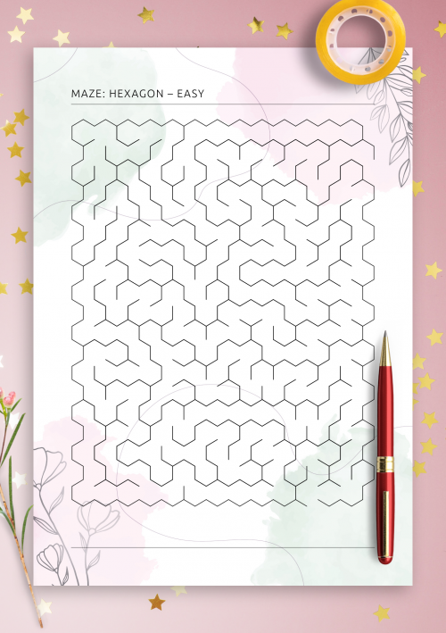 It's a Maze of Hexagons! worksheet for fourth graders focusing on geometry concepts Students engaged in a fun maze of hexagons while learning about prime numbers and polygons