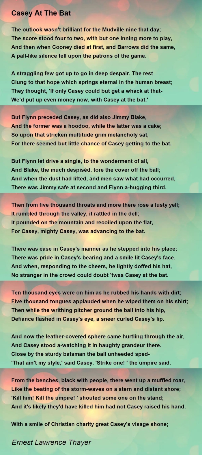 Fourth grade students completing the Casey at the Bat poem worksheet with questions on each stanza