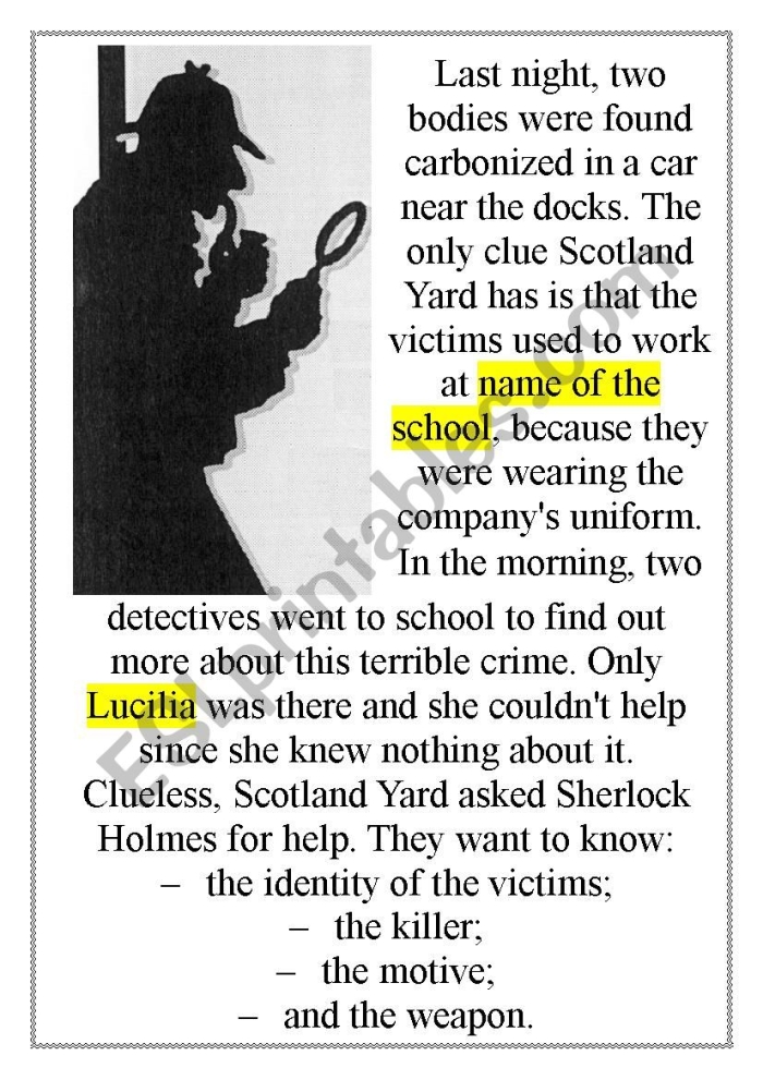 Complete the Mystery Reading Activity for Fourth Grade Students Fourth grade reading comprehension worksheet where students read a story and write their own ending based on story clues