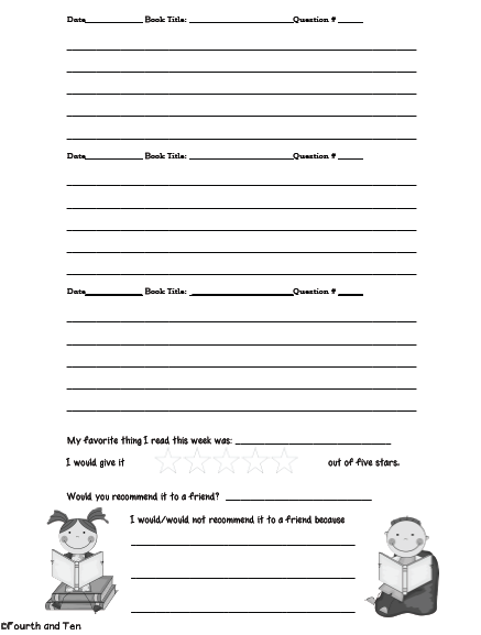 History reading log template for fourth graders to track weekday reading activities, image 23 Fourth Grade student using a history reading log worksheet to record books read during the week