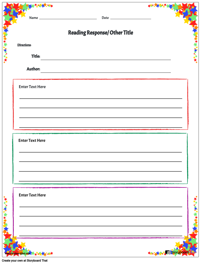 Fourth grade students examining a sample reading response letter with highlighted important text elements for phonics practice