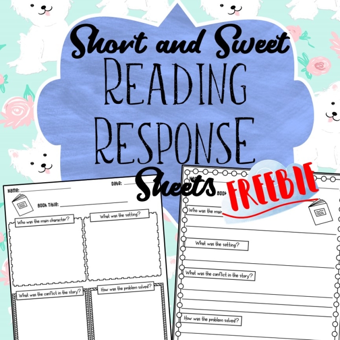 Sample reading response letter worksheet showing fourth grade students how to identify key elements in written text