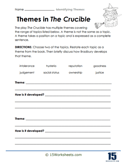 Thinking About Themes: Reflection Cards worksheet for division activities Reflection cards for exploring literary themes in a fourth-grade classroom