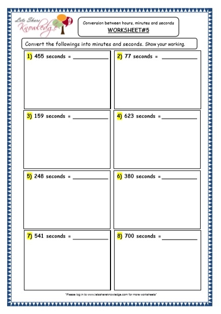 Visual guide illustrating the process of converting time from hours to seconds Worksheet for converting hours to seconds for fourth graders focusing on addition skills