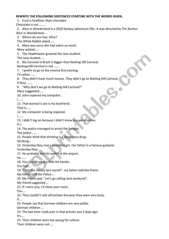 Sentence Makeover Part 1 worksheet for enhancing writing skills Fourth grade grammar worksheet focusing on rewriting paragraphs into flowing sentences