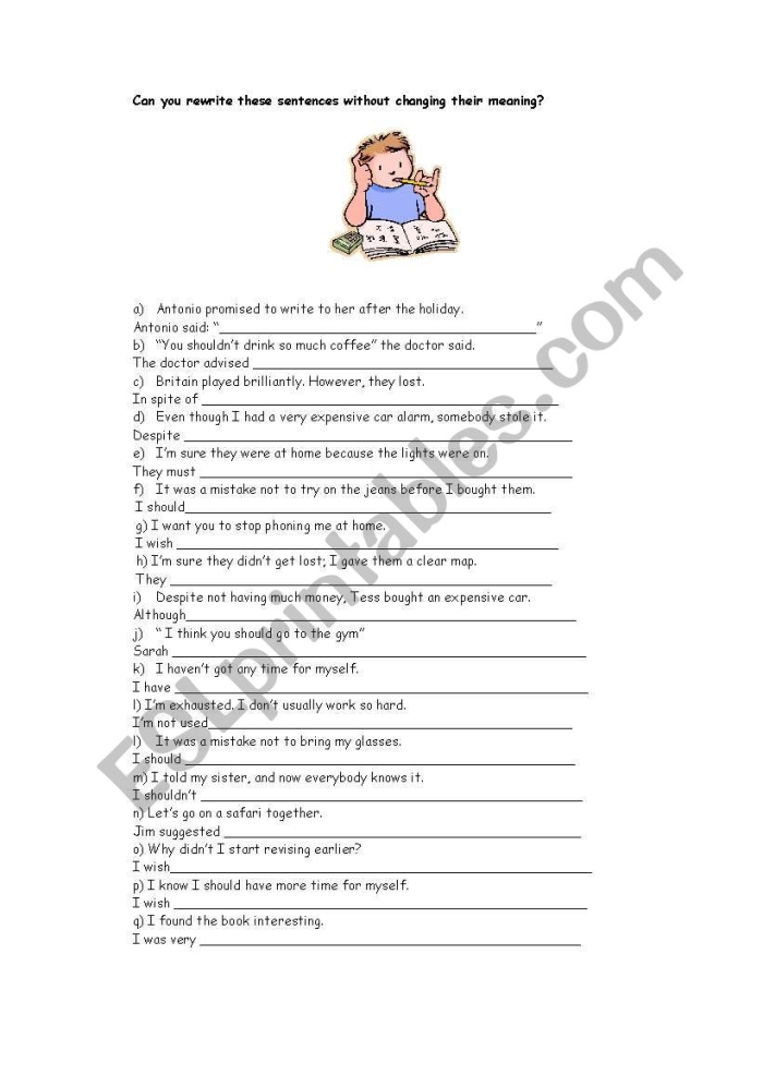 Grammar and Mechanics worksheet for Fourth Grade Worksheet for Sentence Makeover Part 1, helping fourth graders enhance their writing skills. Engaging image illustrating a grammar and mechanics activity for improving sentence flow.